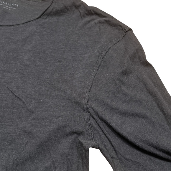 All Saints Figure Raw Hem Crewneck Gray L/S T Shirt Mens Large - Picture 3 of 8